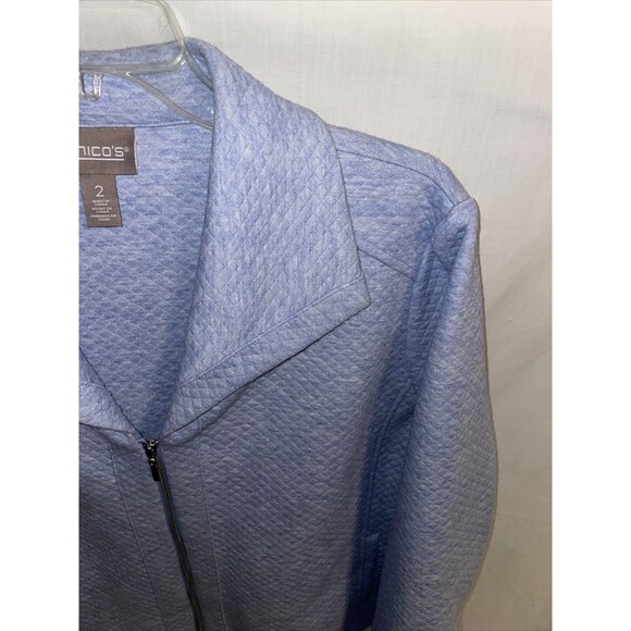 Chicos Quilted Jacket Women’s Size 2 U.S. Large Blue Zip Front Long Sleeve - Picture 4 of 12